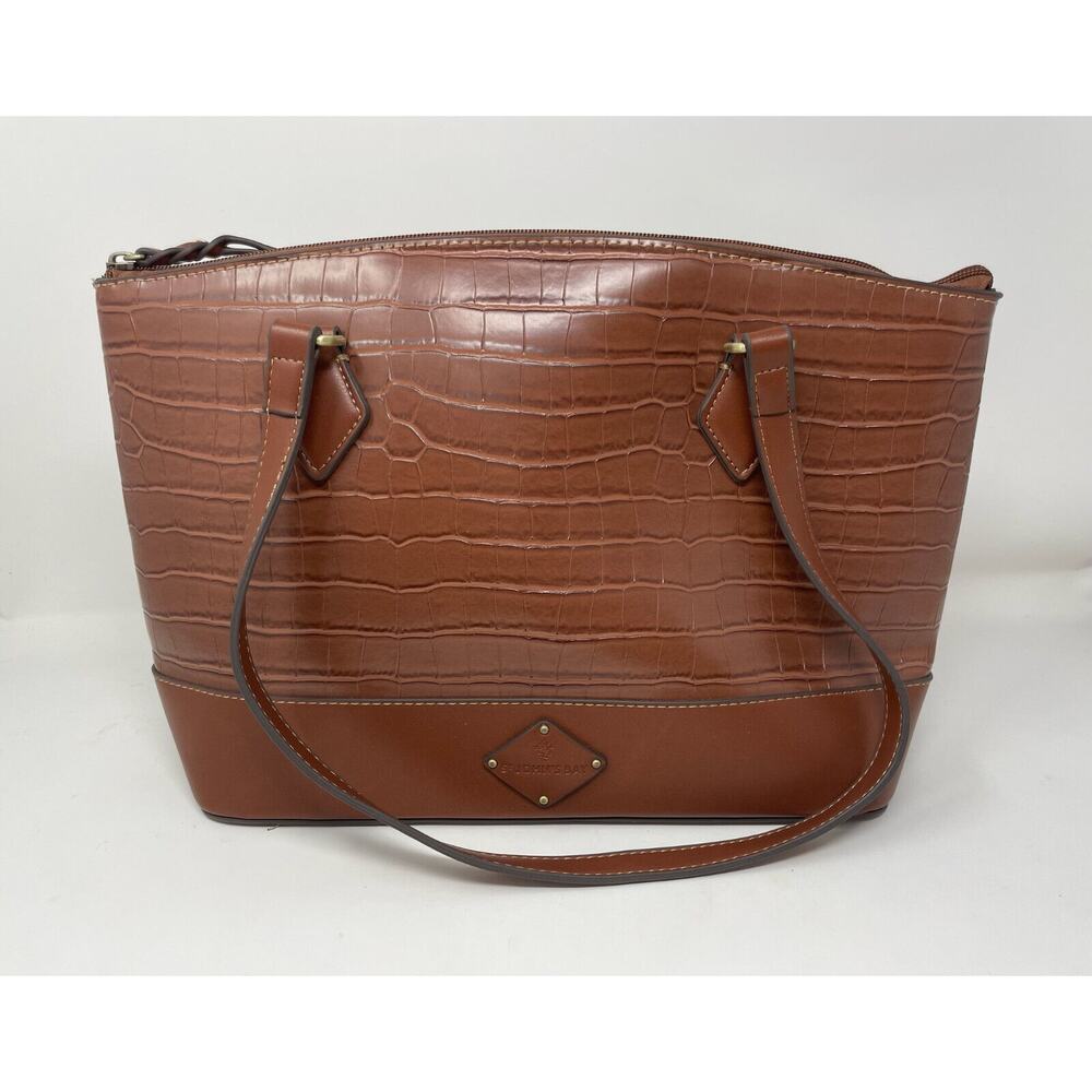 St. John's Bay Westbrooke Brown Top Zip Faux Leather Satchel Tote‎ Bag